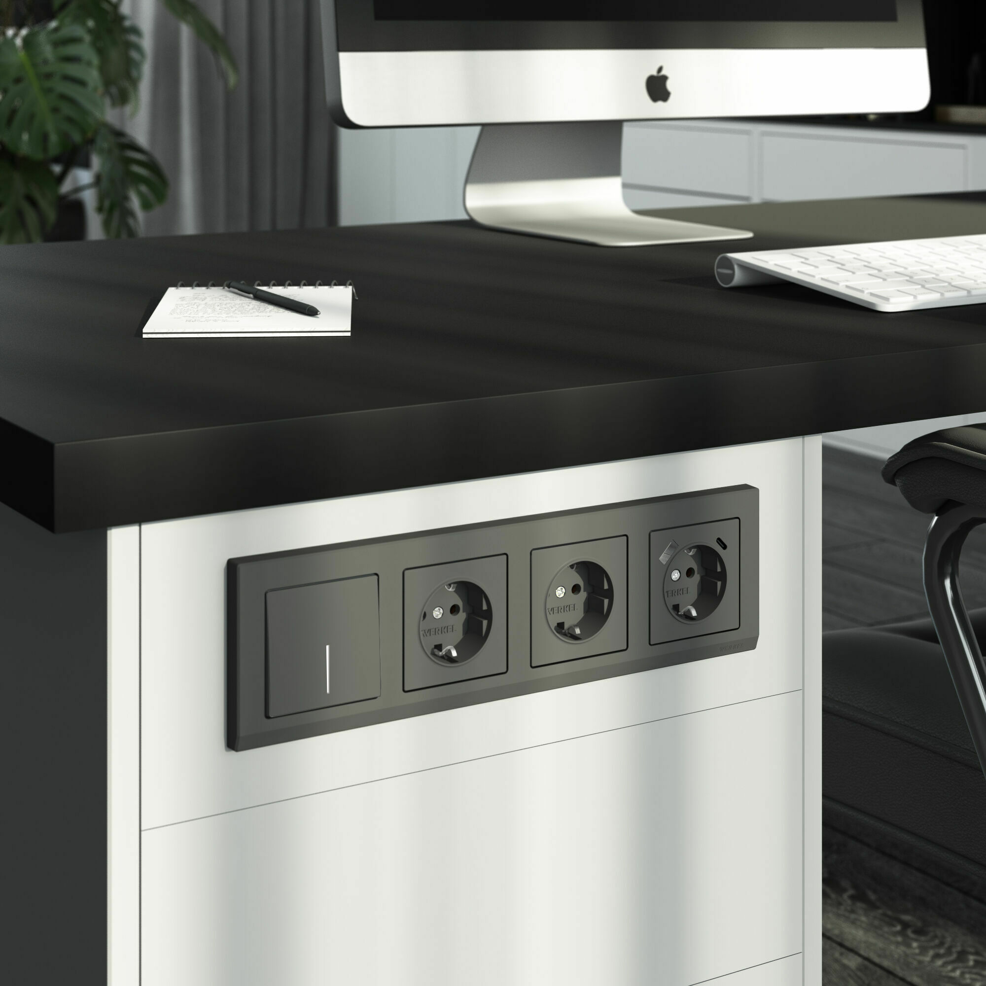 Изображение товара Выключатель одноклавишный с подсветкой (графит матовый) W1110164 Werkel