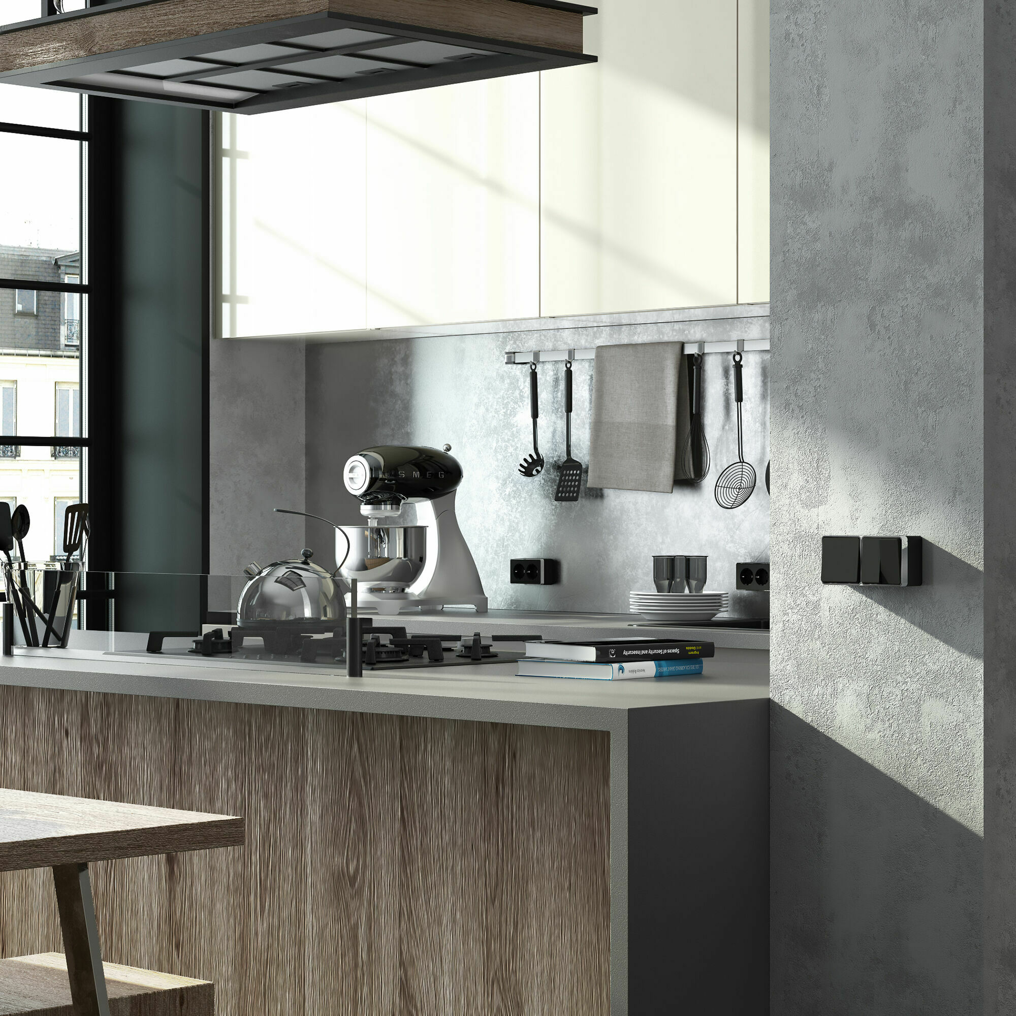 Изображение товара Выключатель двухклавишный (чёрный/хром) W5020035 Gallant Werkel