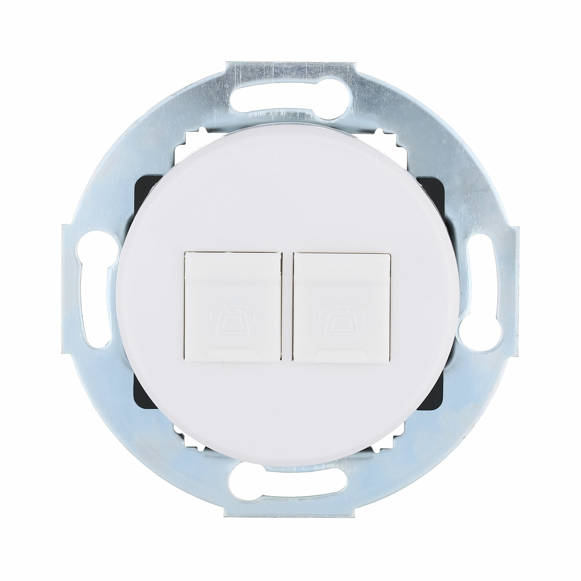 Изображение товара Розетка телефонная RJ-11, 2хRJ-12 с накладкой (белый) Vintage , 885904-1 LK Studio