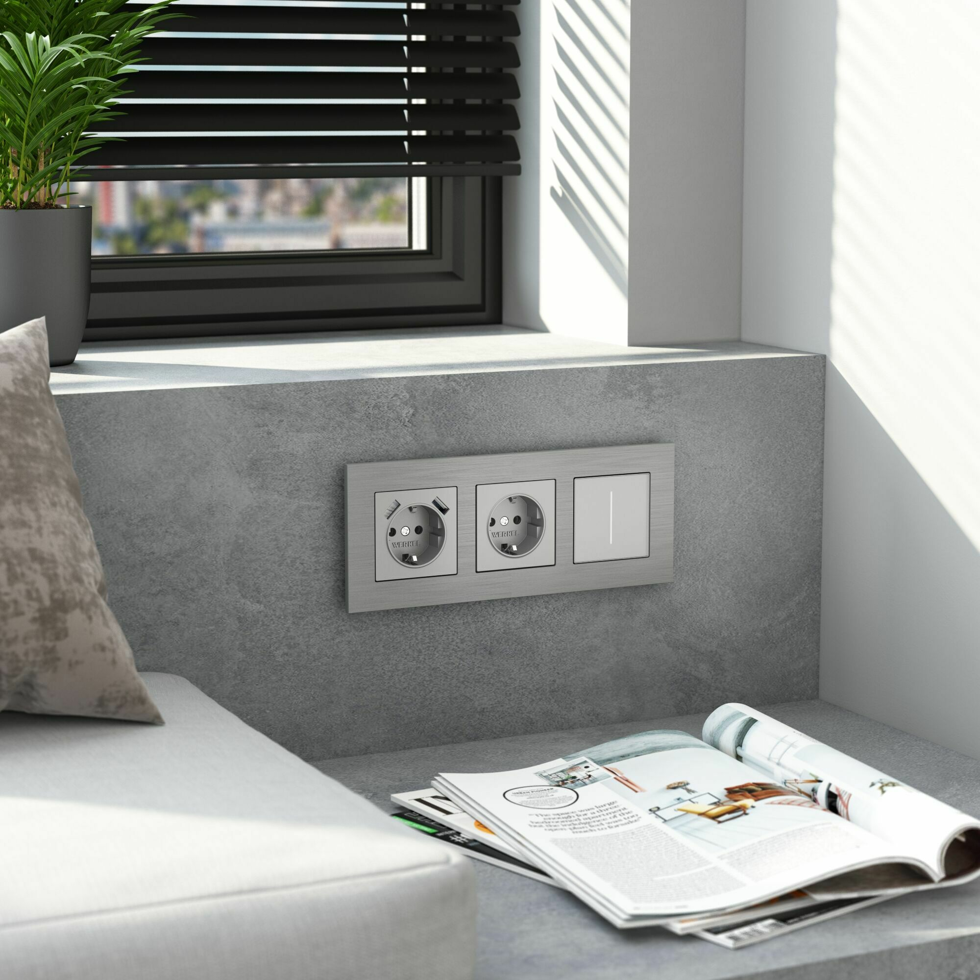 Изображение товара Рамка на 3 поста  AluMax (алюминий) W0033506 Werkel