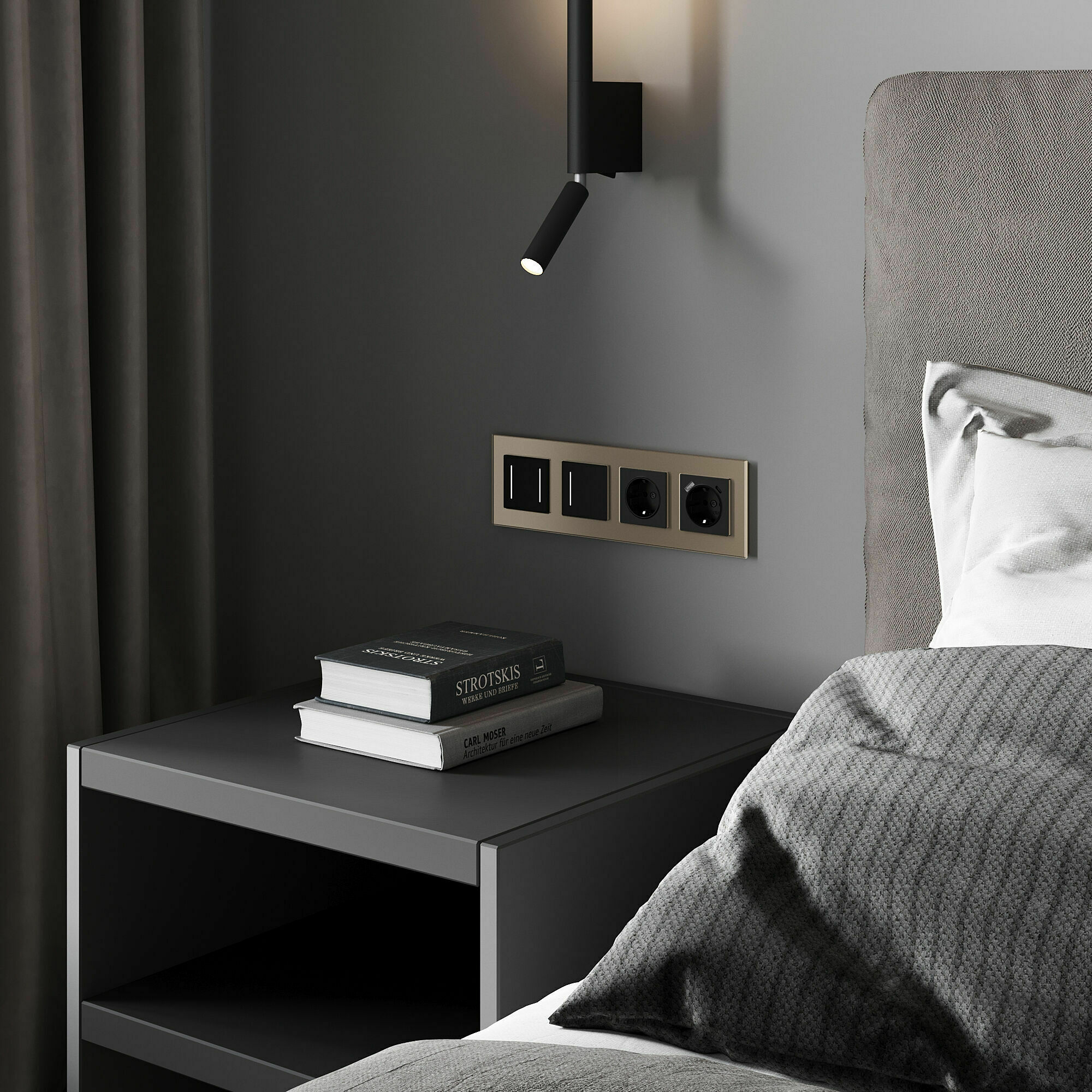 Изображение товара Сенсорный выключатель одноклавишный с подсветкой (чёрный) W4512008 Werkel