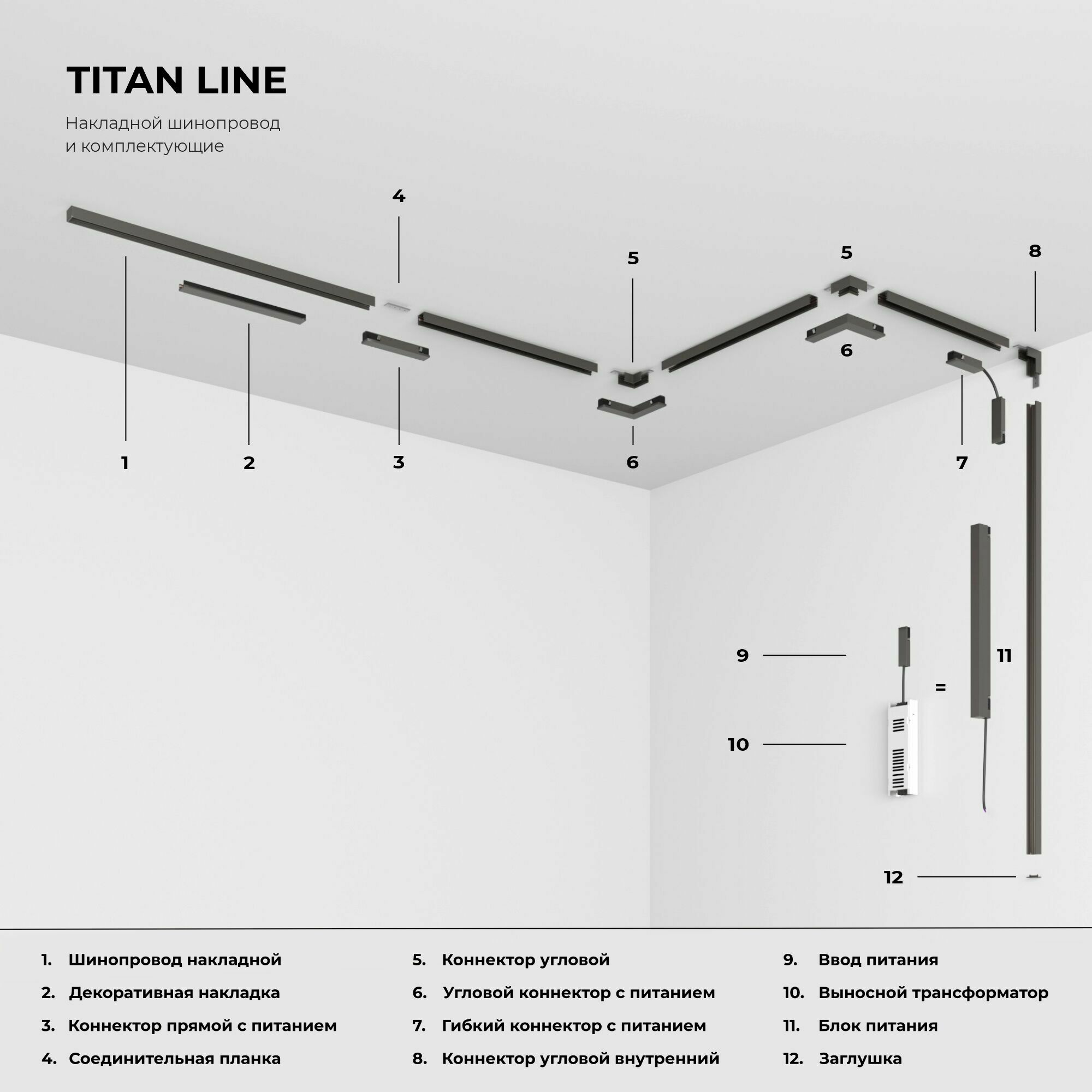 Изображение товара Декоративная накладка для шинопровода 20см титан 85232/00 Titan Line Magnetic Elektrostandard