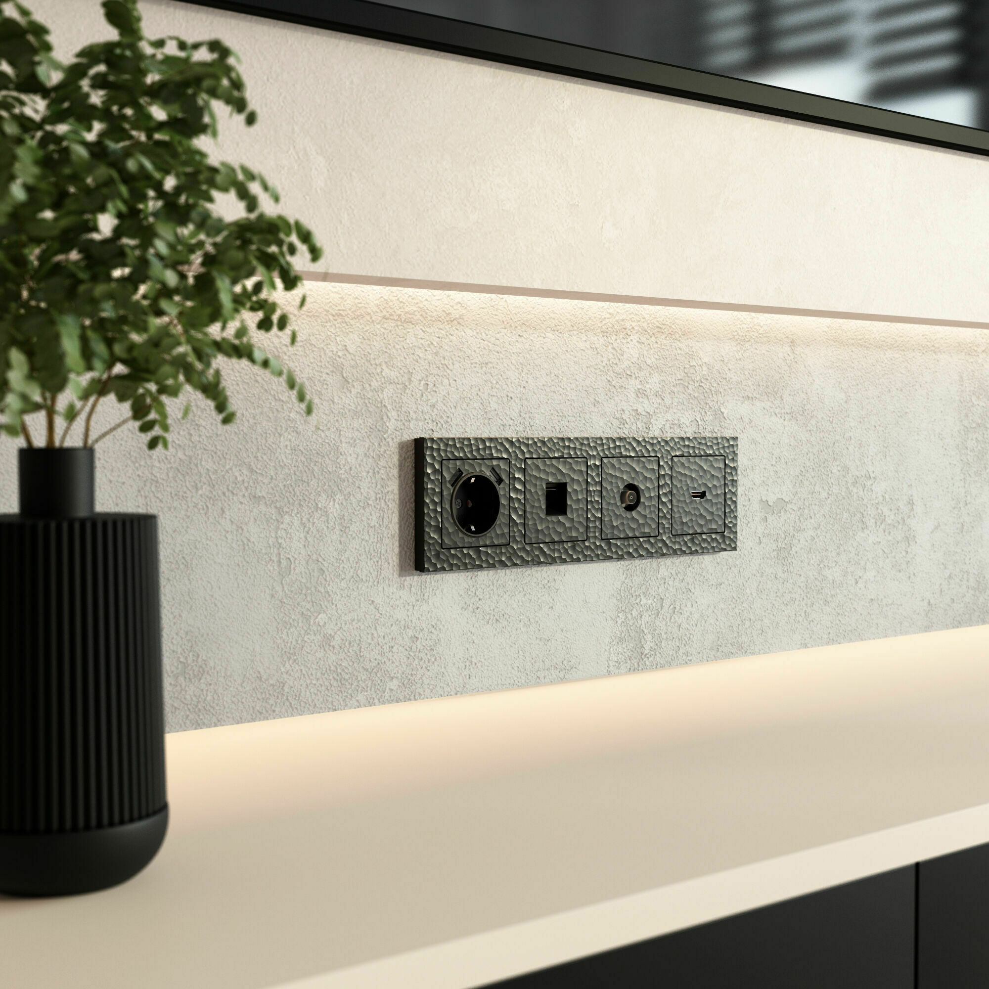 Изображение товара W1283008/ ТВ-розетка оконечная (hammer чёрный) Werkel