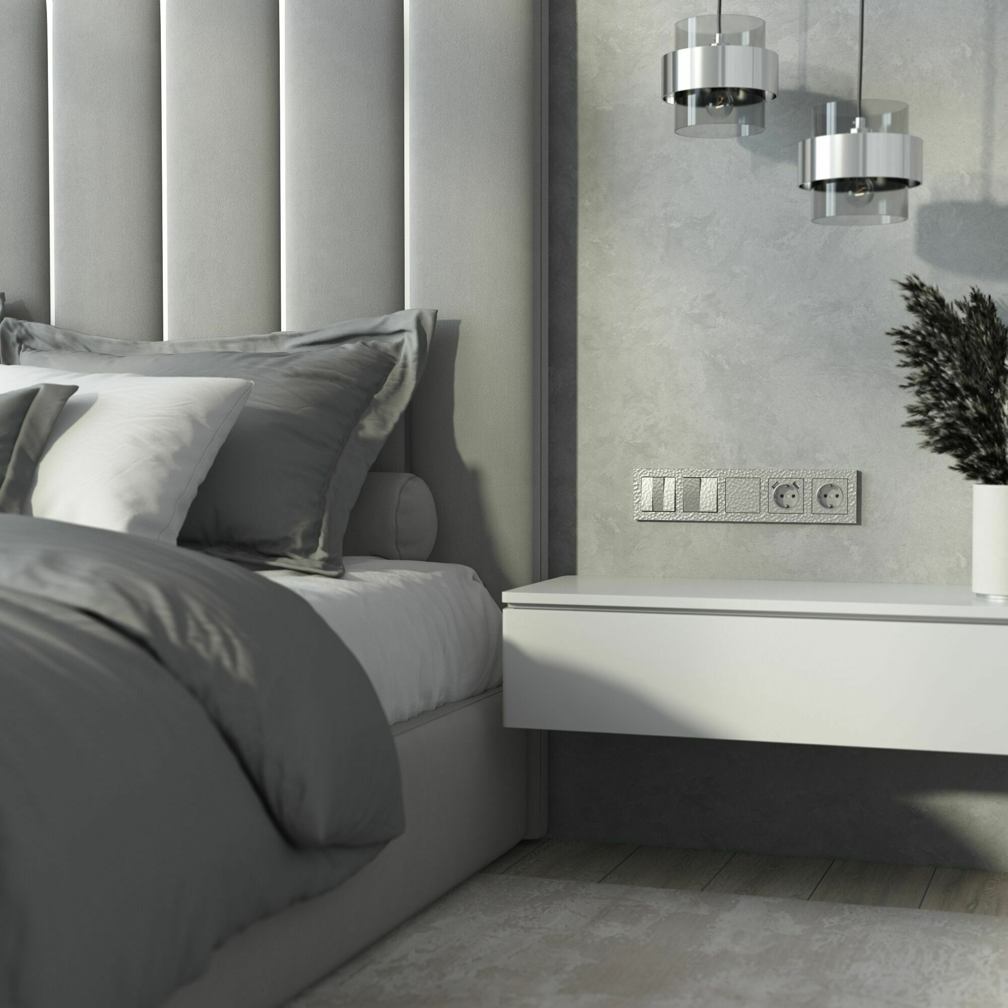 Изображение товара W1239006/ Набор клавиш для выключателя трехклавишного (hammer серебряный) Werkel