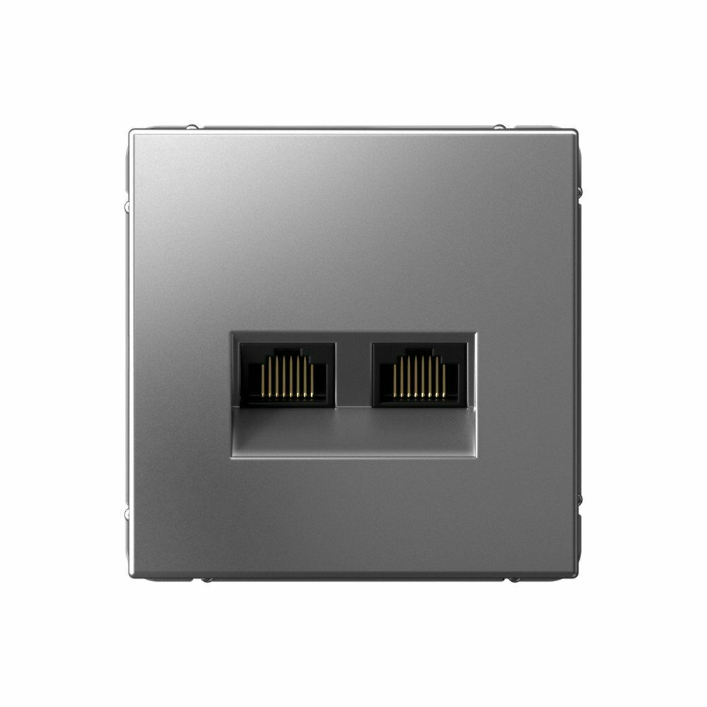 Изображение товара Розетка компьютерная, двойная RJ45+RJ45, кат.6А, сталь GAL000988 ArtGallery, Systeme Electric