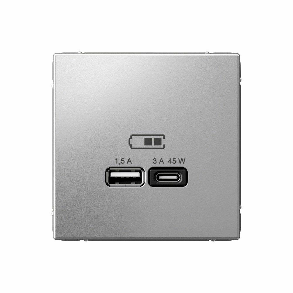 Изображение товара Высокоскоростная розетка USB А+С алюминий GAL000329 ArtGallery, Systeme Electric