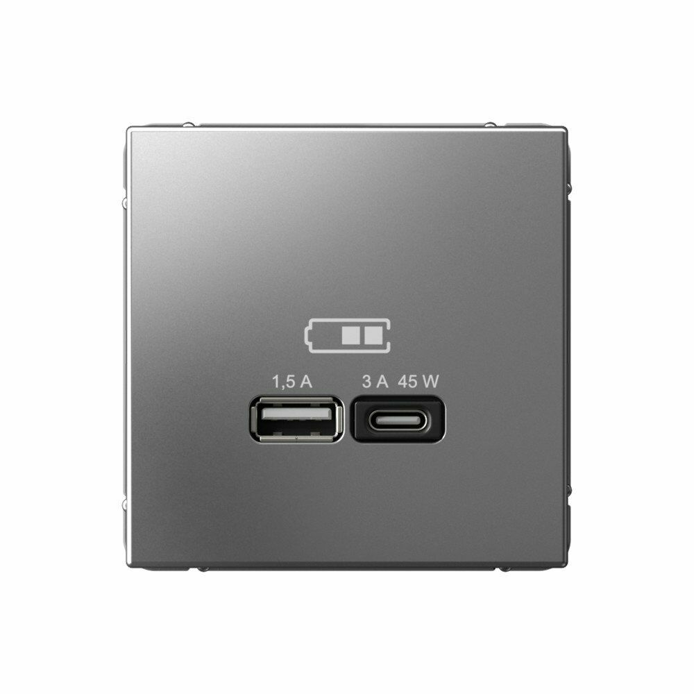 Изображение товара Высокоскоростная розетка USB А+С сталь GAL000929 ArtGallery, Systeme Electric