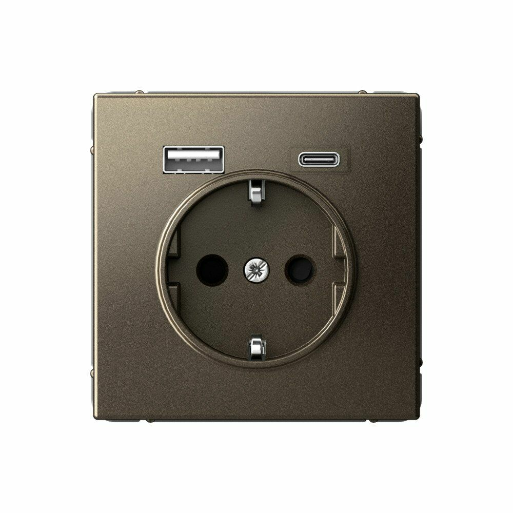 Изображение товара Розетка 16А с заземлением и шторками с 2 USB A+Type-C, мокко  GAL000632 ArtGallery, Systeme Electric