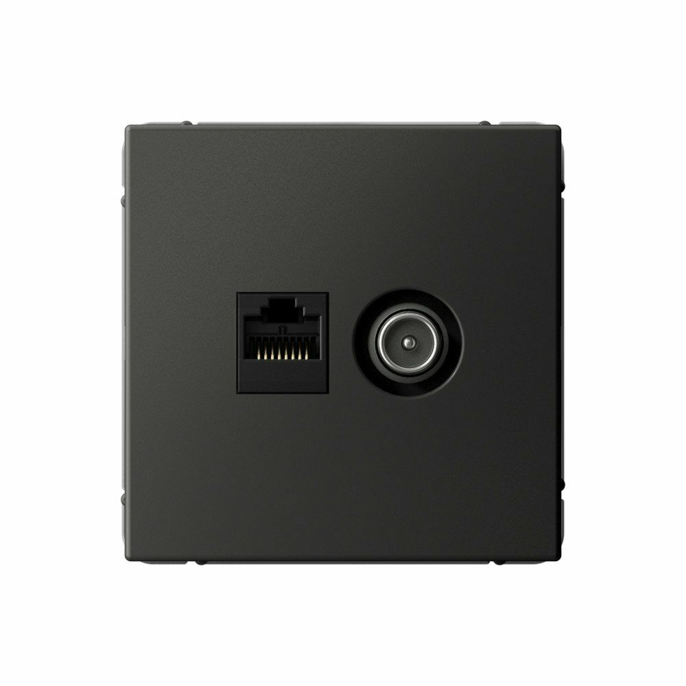 Изображение товара Розетка двойная ТВ + компьютерная RJ45, кат. 5Е, базальт GAL001489 ArtGallery, Systeme Electric