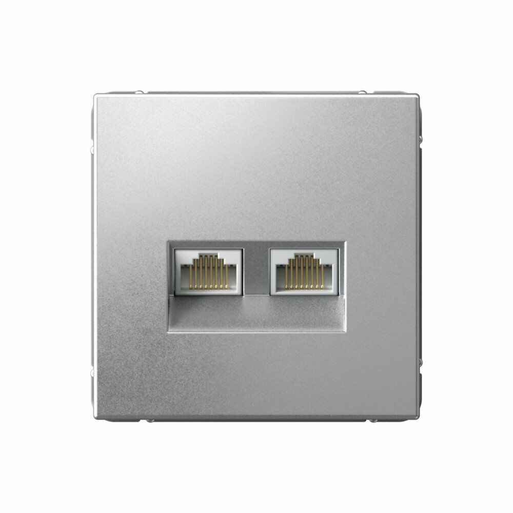 Изображение товара Розетка компьютерная, двойная RJ45+RJ45, кат.6А, алюминий GAL000388 ArtGallery, Systeme Electric