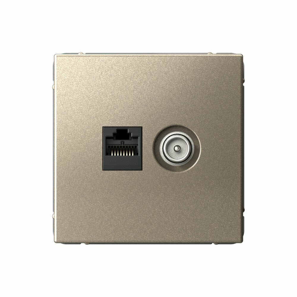 Изображение товара Розетка двойная ТВ + компьютерная RJ45, кат. 5Е, шампань GAL000589 ArtGallery, Systeme Electric