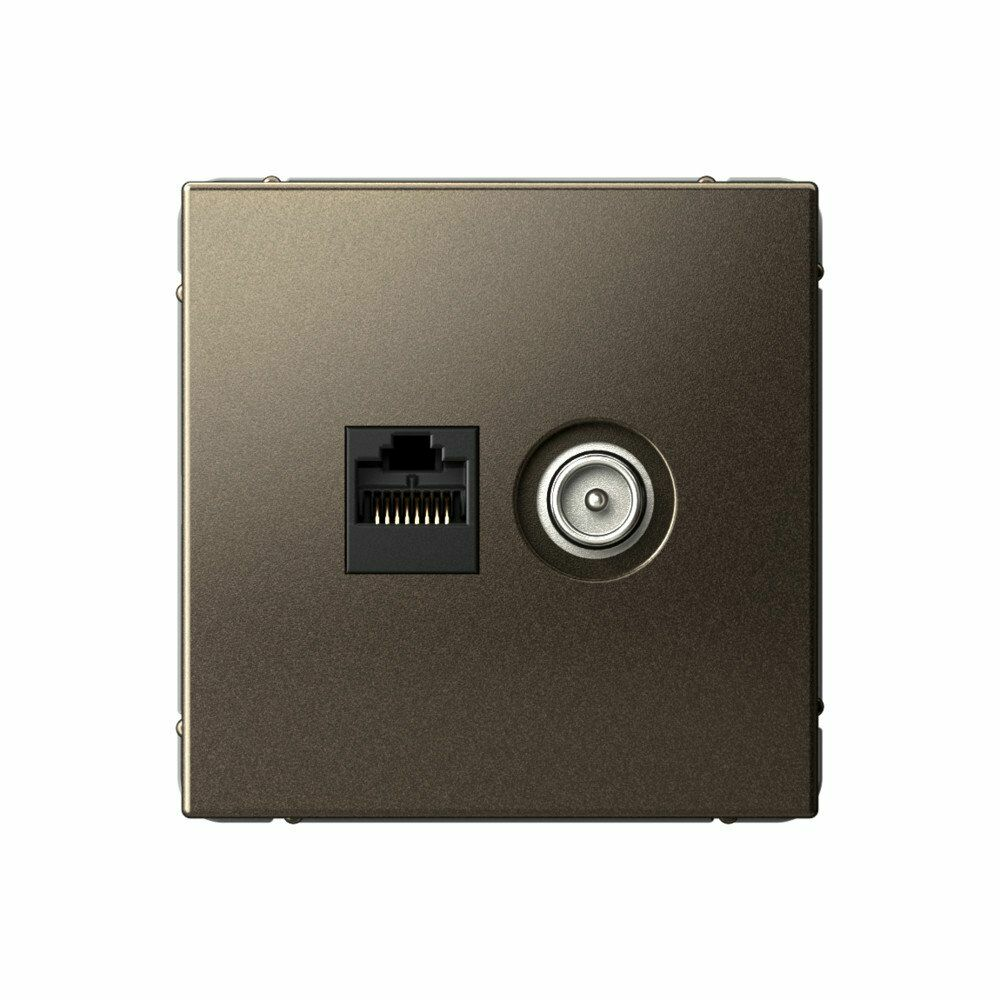 Изображение товара Розетка двойная ТВ + компьютерная RJ45, кат. 5Е, мокко GAL000689 ArtGallery, Systeme Electric