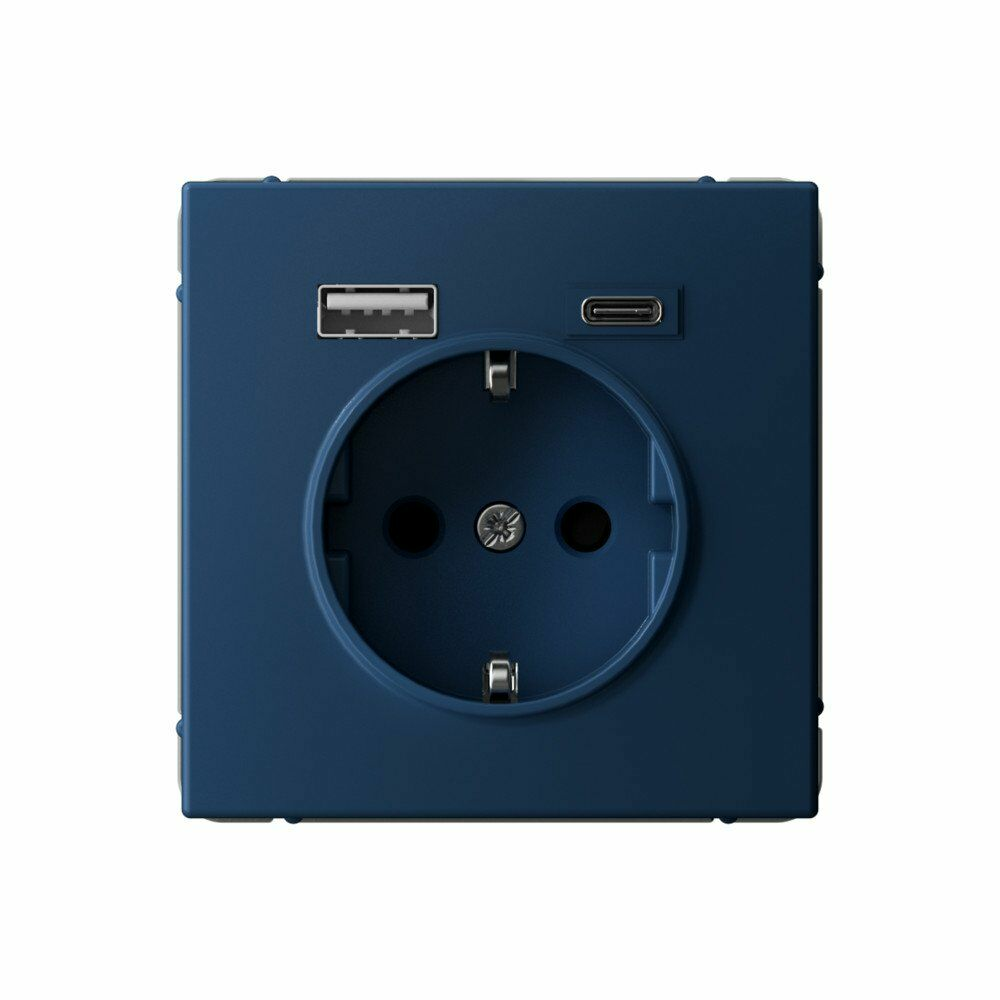 Изображение товара Розетка 16А с заземлением и шторками с 2 USB A+Type-C, аквамарин   GAL001132 ArtGallery, Systeme Electric
