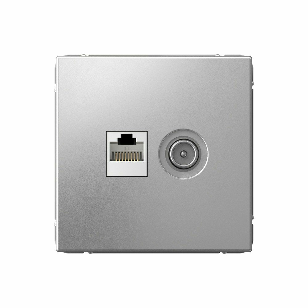 Изображение товара Розетка двойная ТВ + компьютерная RJ45, кат. 5Е, алюминий GAL000389 ArtGallery, Systeme Electric