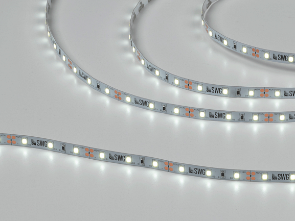 Изображение товара Светодиодная лента 2835, 60 LED/м, 4,8 Вт/м, 12В , IP20, 3M, Цвет: Холодный белый, SWG260-12-4.8-W-M