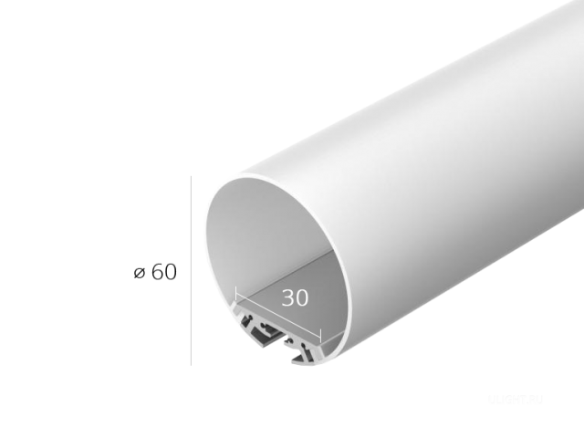 Изображение товара Алюминиевый LED профиль TUBE 60 с экраном — 2000mm