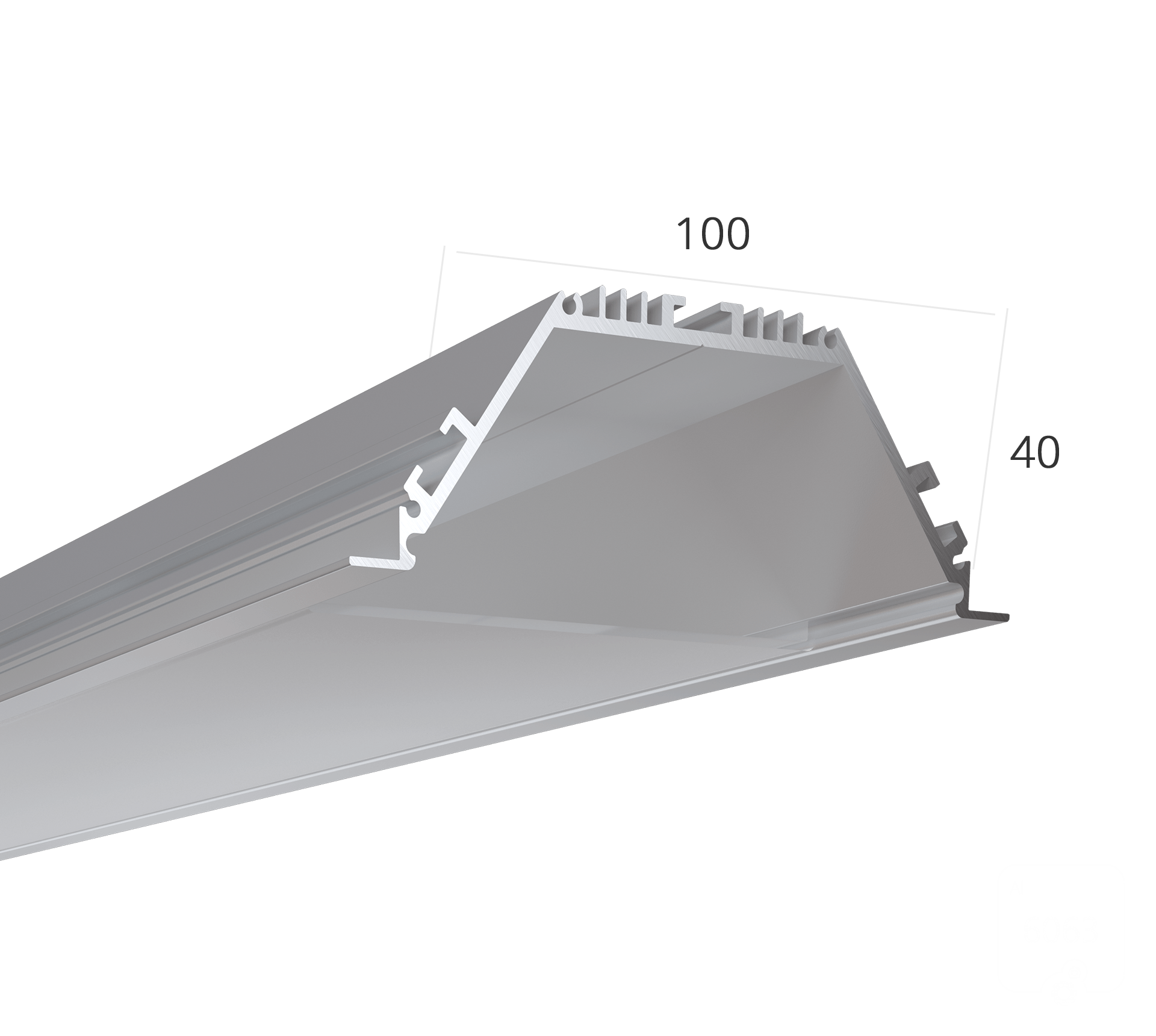 Изображение товара Алюминиевый LED профиль LINE 10040 IN , белый,  (с экраном) — 3000мм