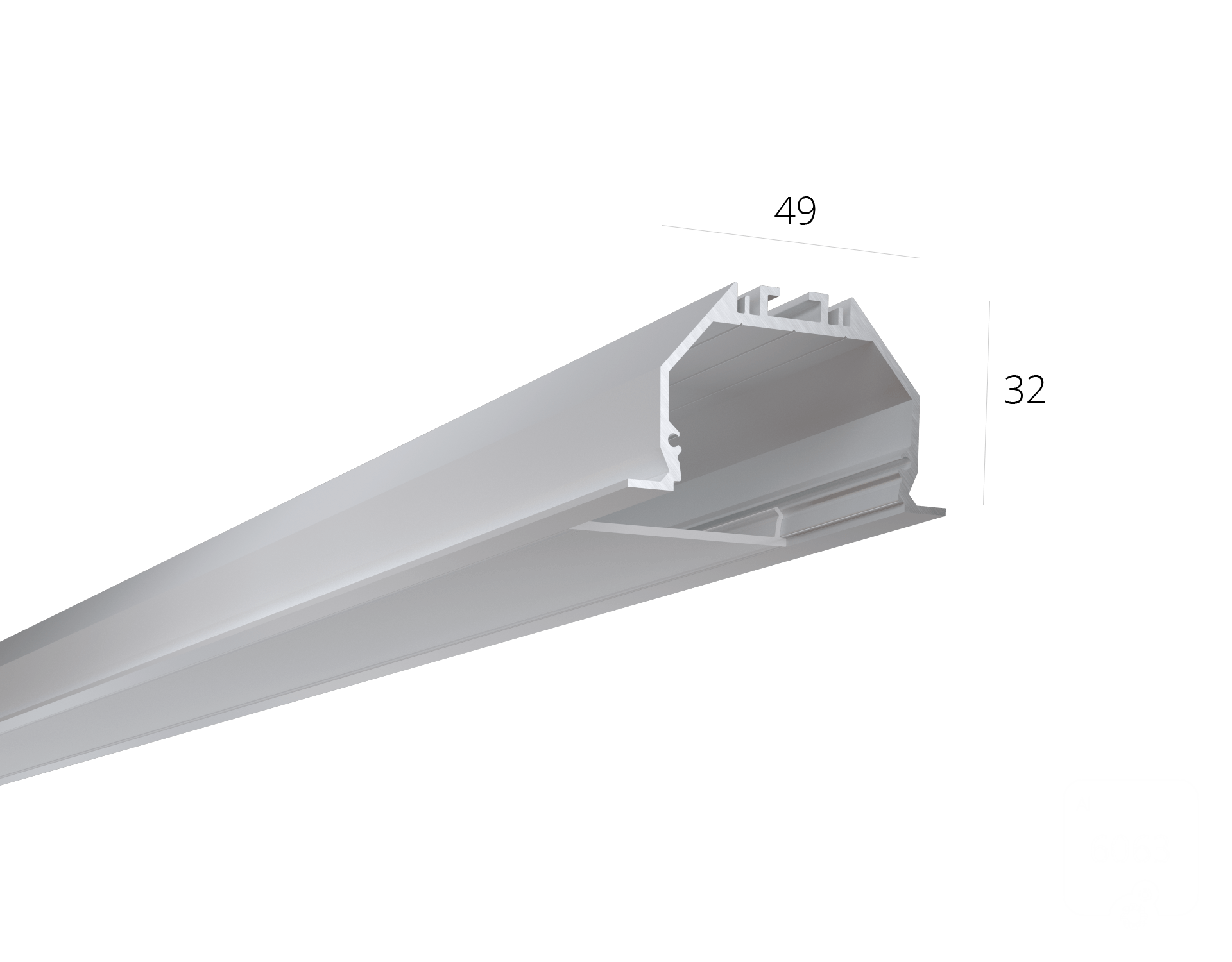 Изображение товара Алюминиевый LED профиль LINE 4932 IN , белый,  (с экраном) — 2000мм