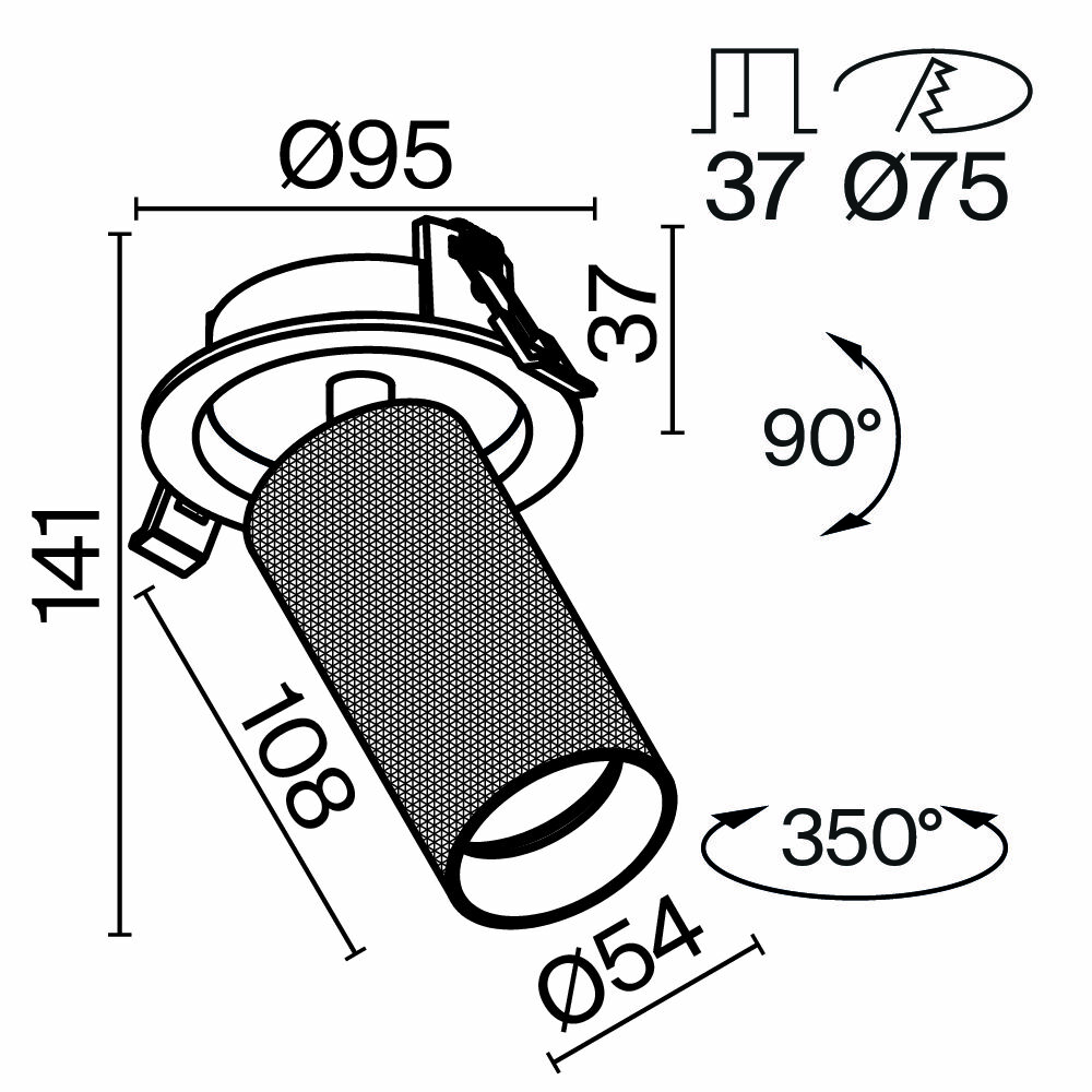 Изображение товара Встраиваемый светильник C081CL-01-GU10-MG Focus T Maytoni