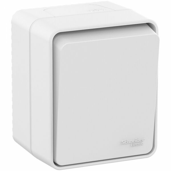 Изображение товара Выключатель 1-клавишный 10 АХ IP54, наружный, белый,  Atlas Design Profi54,  Schneider electric