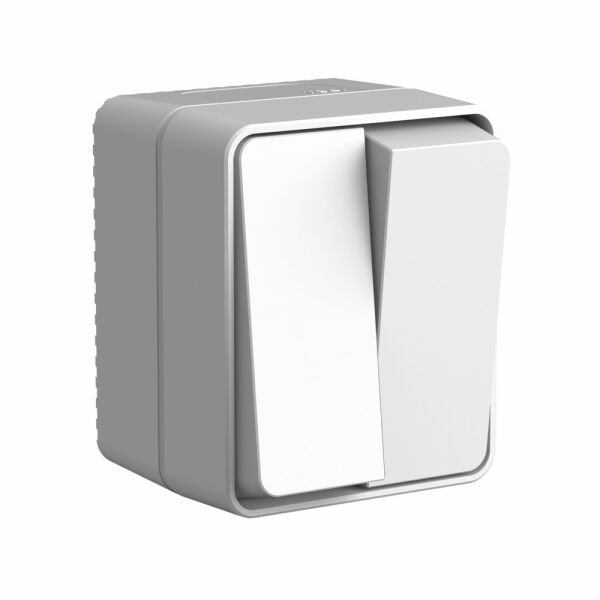 Изображение товара Выключатель 2-клавишный 10 АХ, IP54, наружный, серый,  Atlas Design Profi54,  Schneider electric