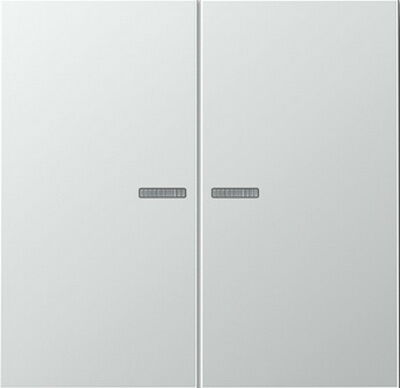 Изображение товара Выключатель двухклавишный с подсветкой алюминий Jung LS990 505U5+AL2995KO5