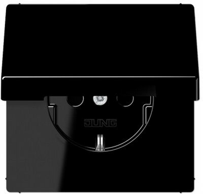 Изображение товара Розетка с крышкой чёрный Jung LS990 LS1520KLSW