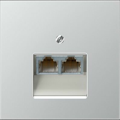 Изображение товара Розетка компьютерная RJ-45, двойная алюминийJung LS990 EPUAE8-8UPOK6+AL2969-2UA