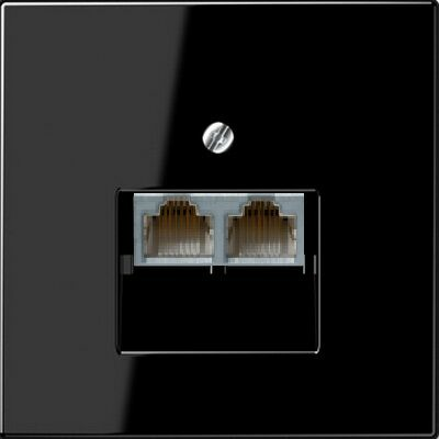 Изображение товара Розетка компьютерная RJ-45, двойная чёрный Jung LS990 EPUAE8-8UPOK6+LS969-2UASW