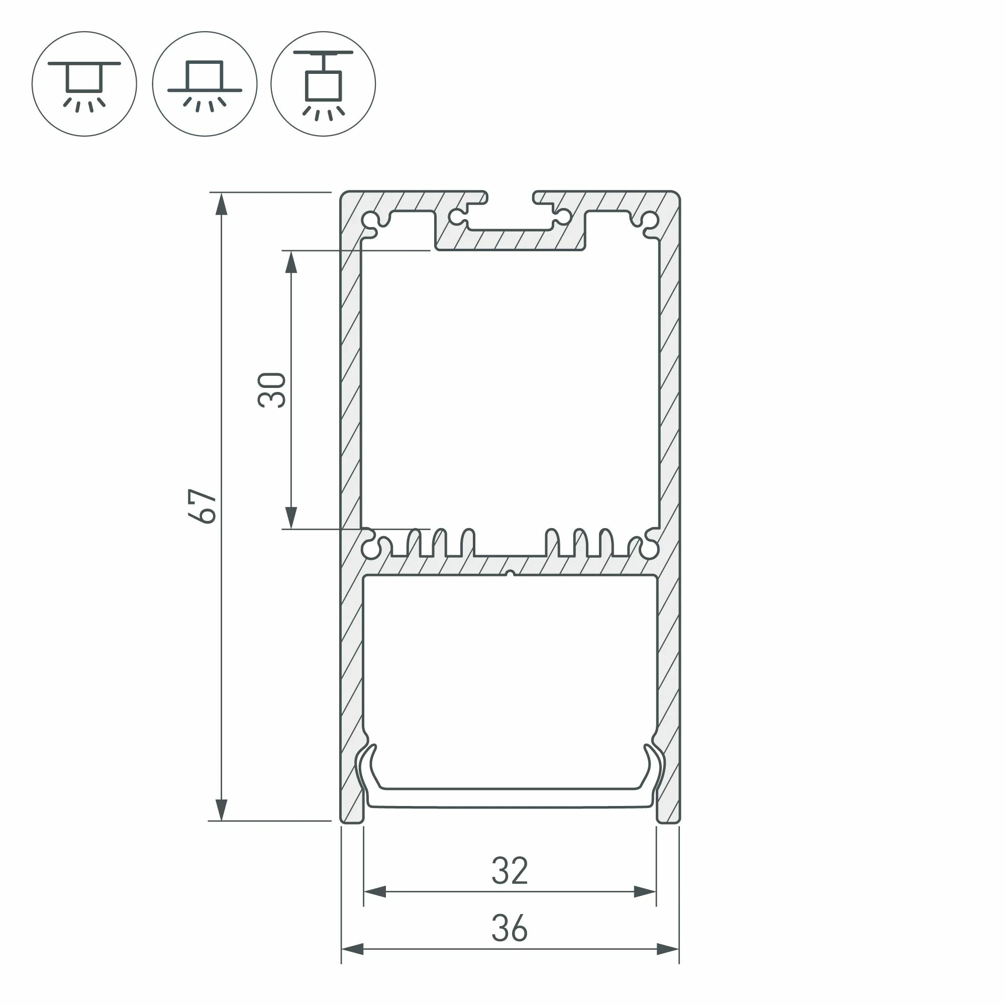 Изображение товара Профиль с экраном SL-LINE-3667-2500 WHITE+OPAL (Arlight, Алюминий) 036303