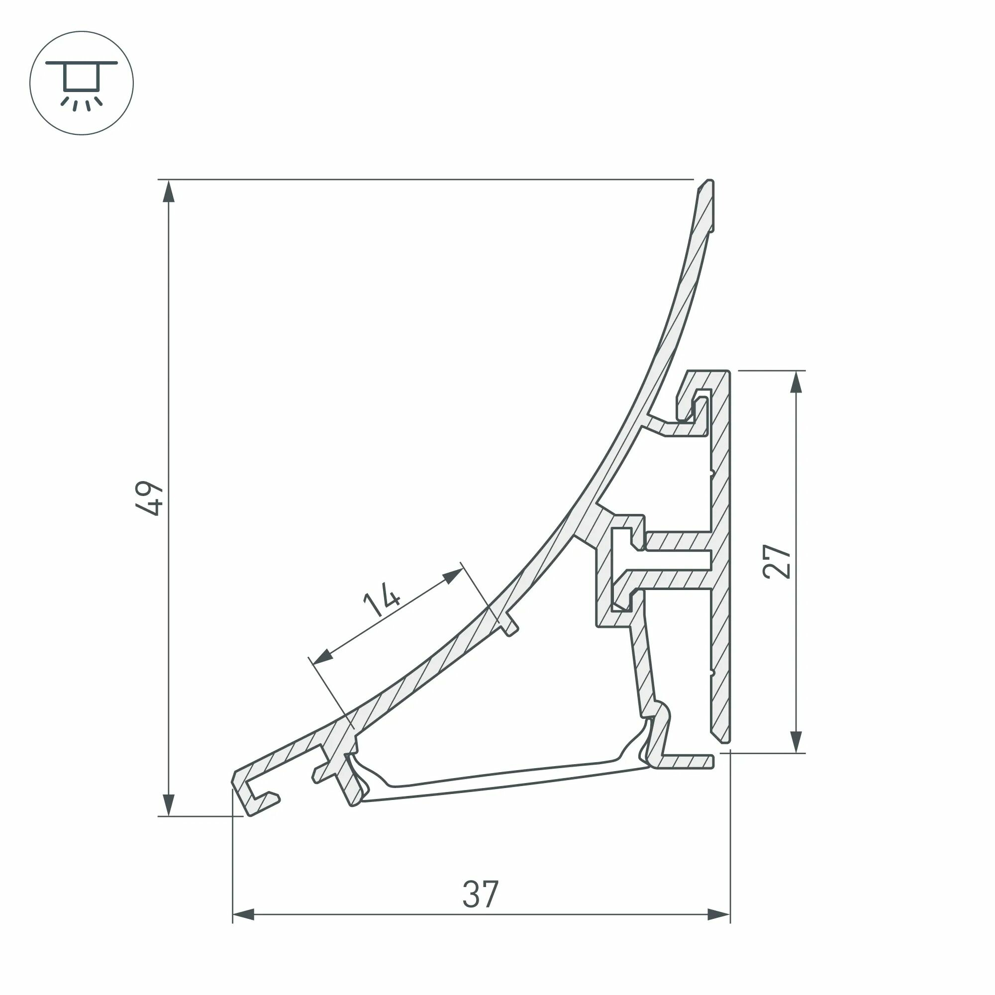 Изображение товара Профиль KLUS-POWER-W50H25-F-HIDE-2000 (Arlight, Алюминий) 028918