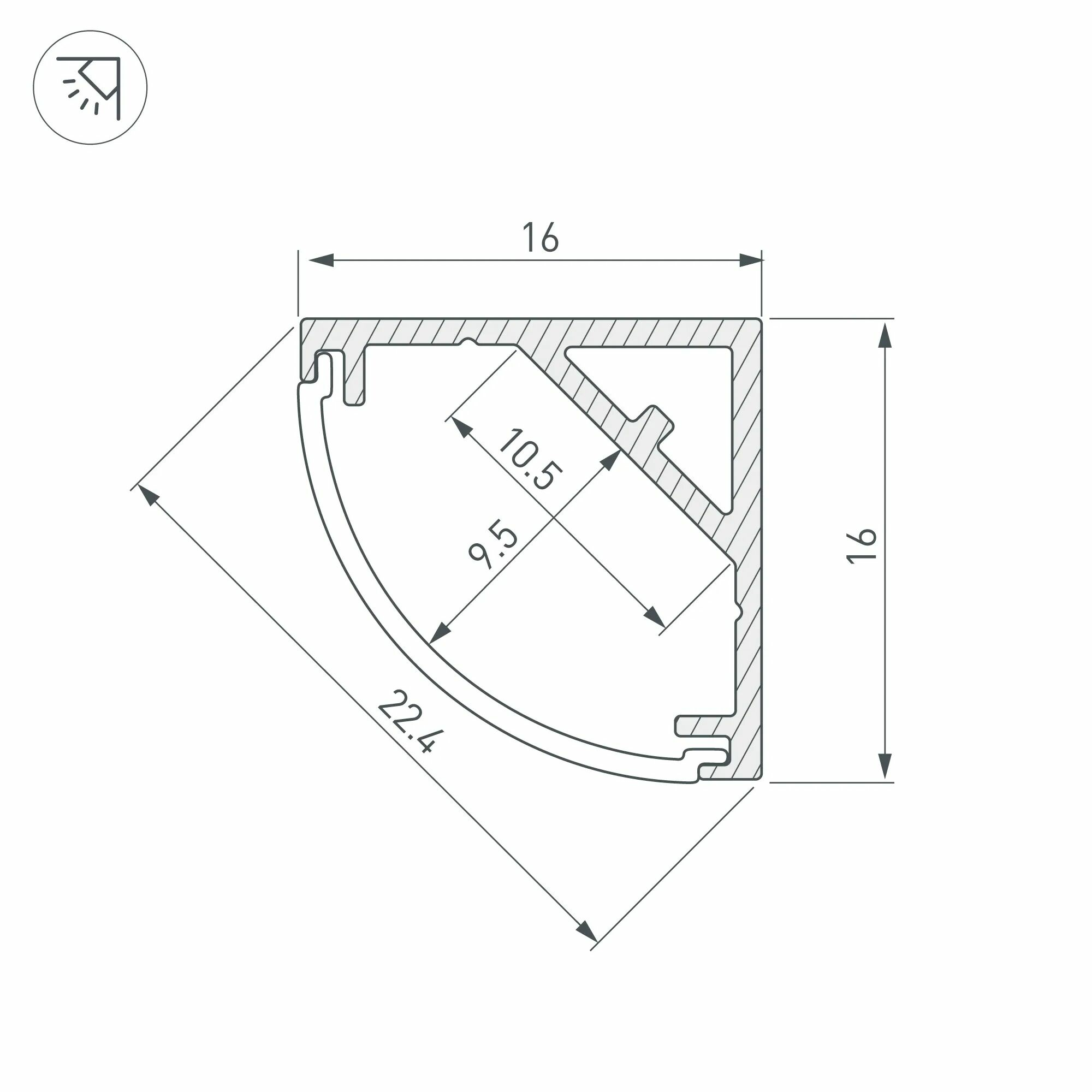 Изображение товара Профиль SL-KANT-H16-S10-2000 ANOD (Arlight, Алюминий) 053562