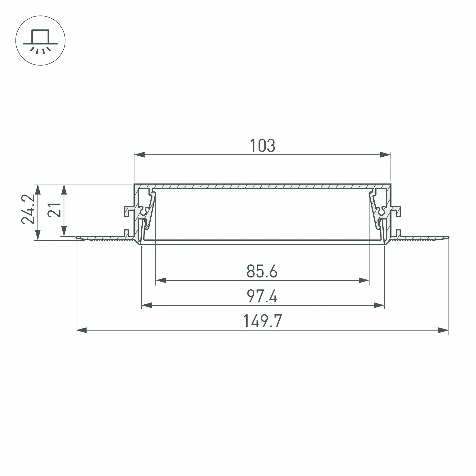 Изображение товара Профиль встраиваемый SL-LINIA97-FANTOM-2000 ANOD (Arlight, Алюминий) 034987