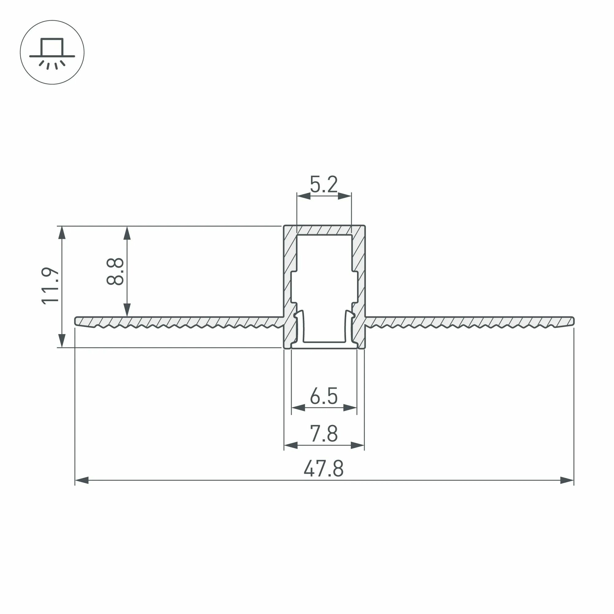 Изображение товара Профиль встраиваемый SL-LINIA8-FANTOM-2000 ANOD (Arlight, Алюминий) 034986