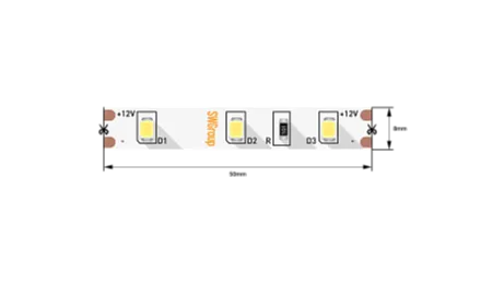 Изображение товара Светодиодная лента 2835, 60 LED/м, 4,8 Вт/м, 12В , IP20, 3M, Цвет: Теплый белый, SWG260-12-4.8-WW-M