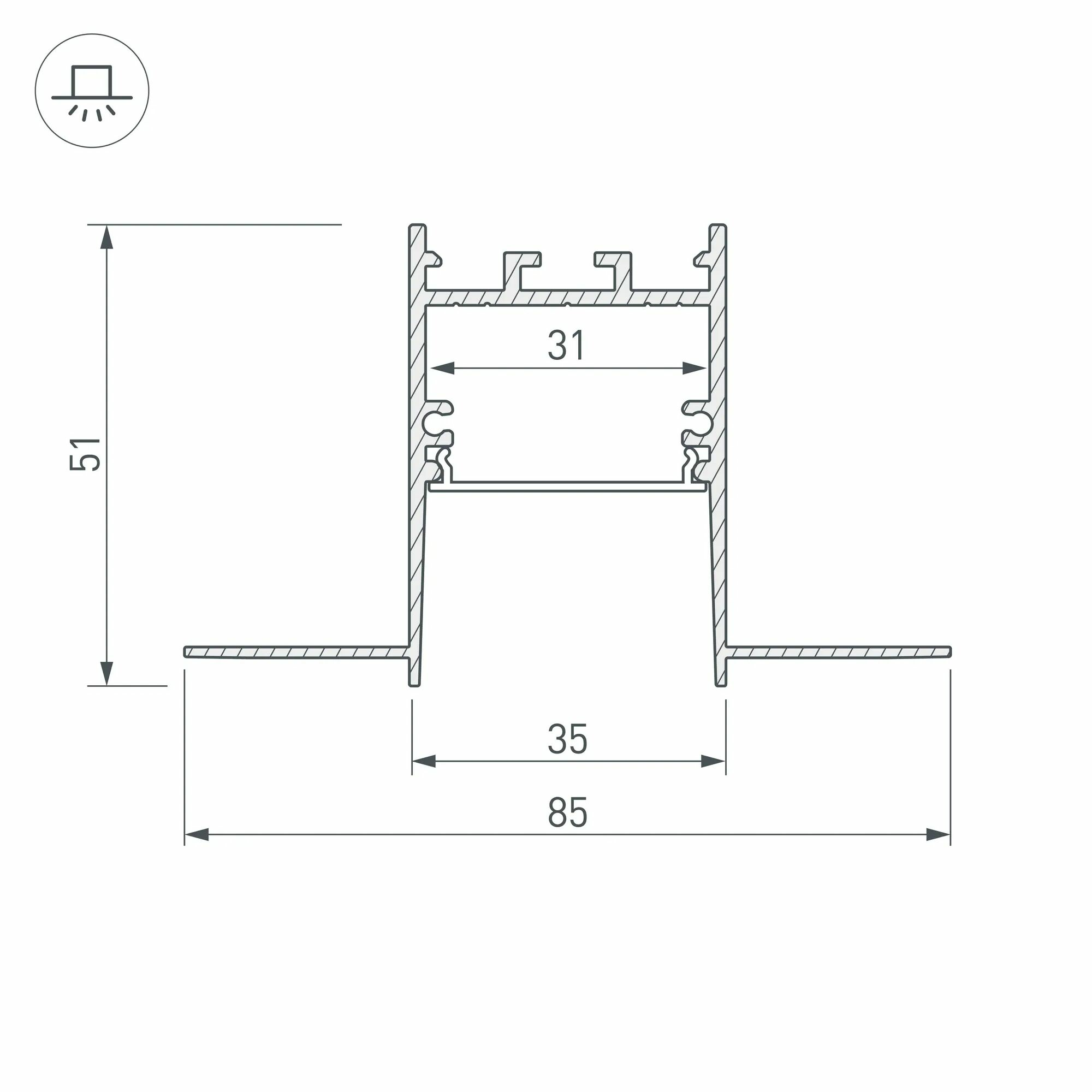 Изображение товара Профиль встраиваемый SL-COMFORT32-FANTOM-2000 ANOD (Arlight, Алюминий) 033276