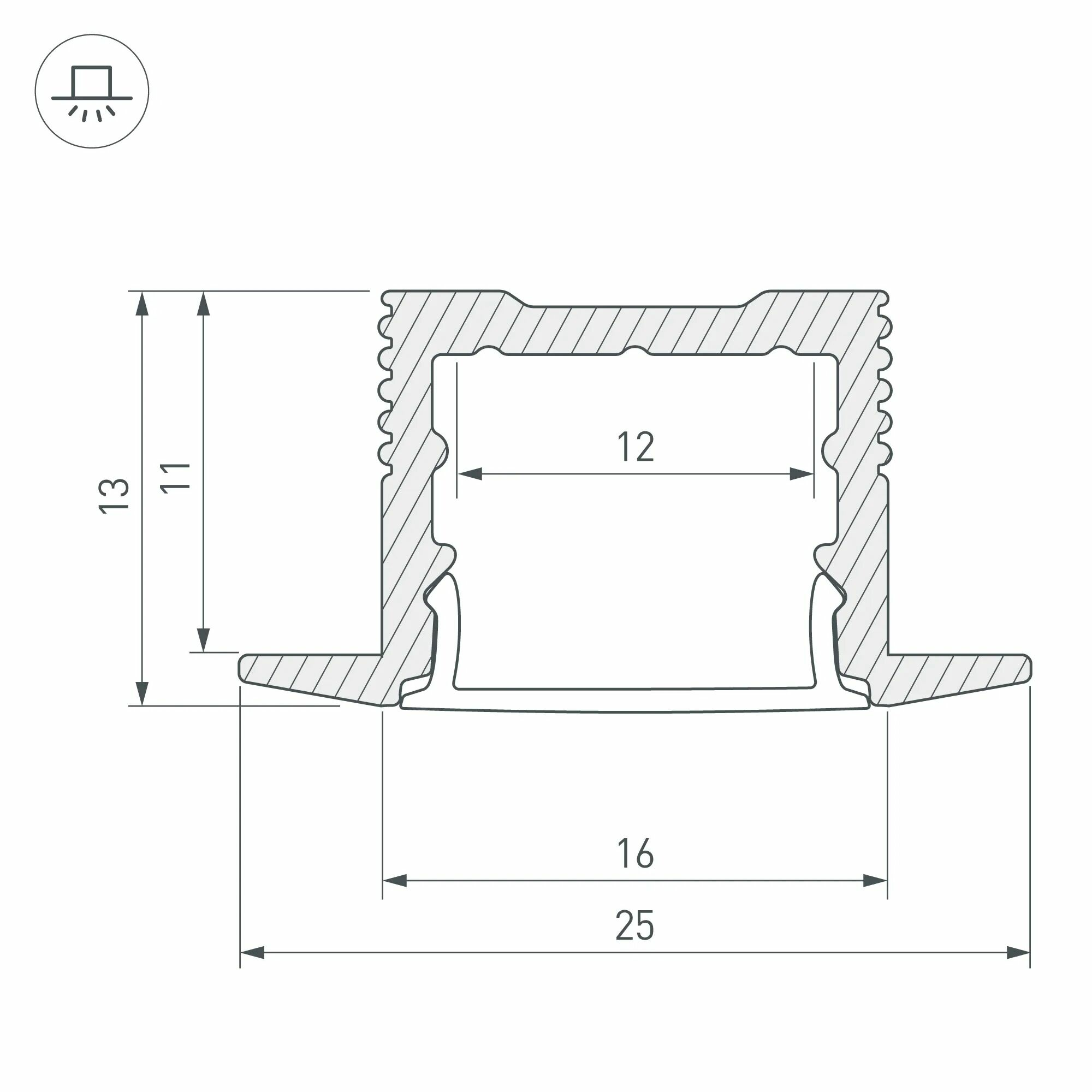 Изображение товара Профиль SL-SLIM-H13M-F25-3000 ANOD (Arlight, Алюминий) 036040