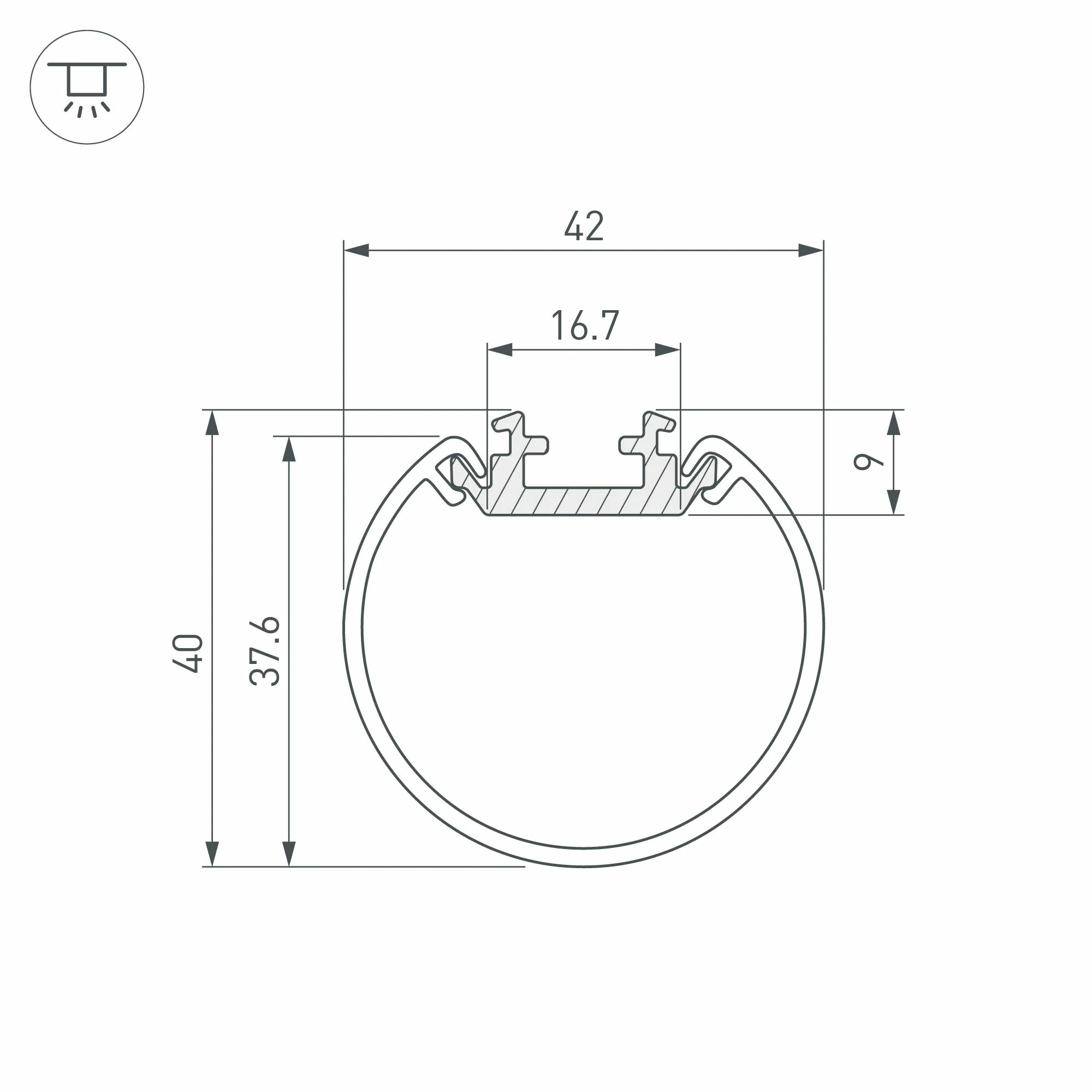 Изображение товара Профиль ROUND-D40-2000 ANOD (Arlight, Алюминий) 044517