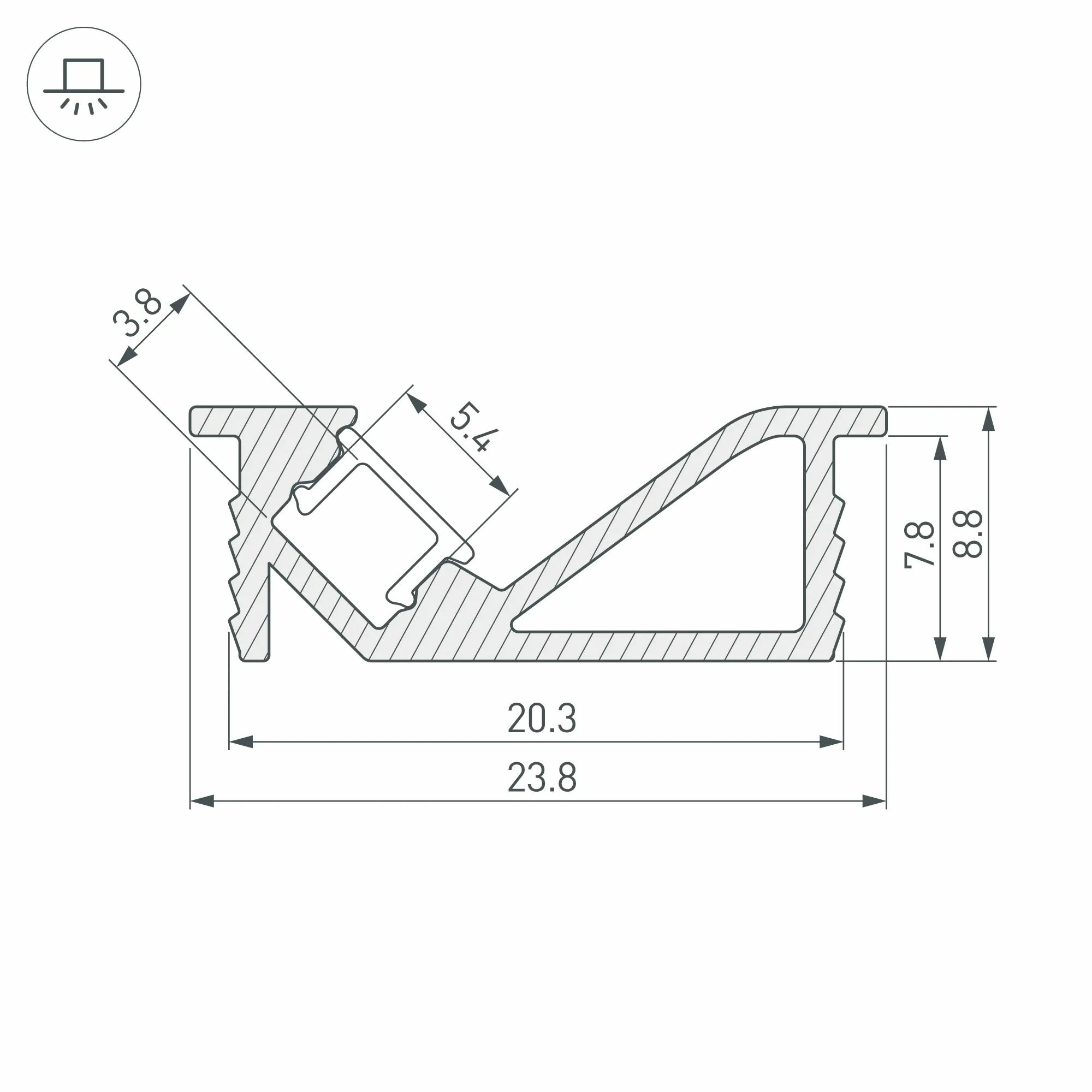 Изображение товара Профиль SL-BEVEL-2000 ANOD (Arlight, Алюминий) 031120(1)