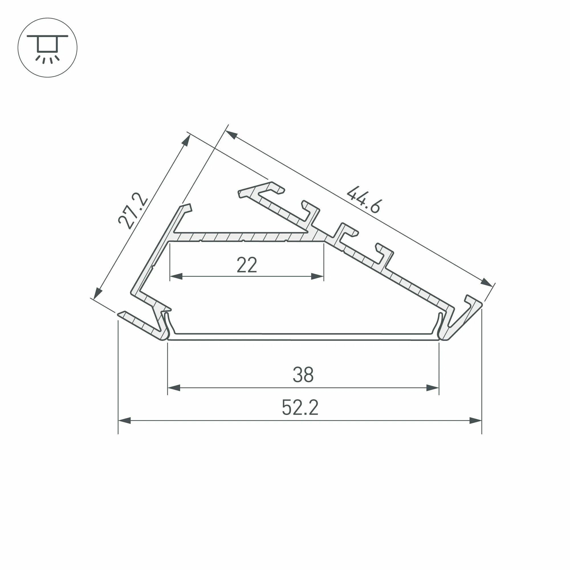 Изображение товара Профиль PLS-LOCK-H16-SMT-2000 ANOD (Arlight, Алюминий) 033224