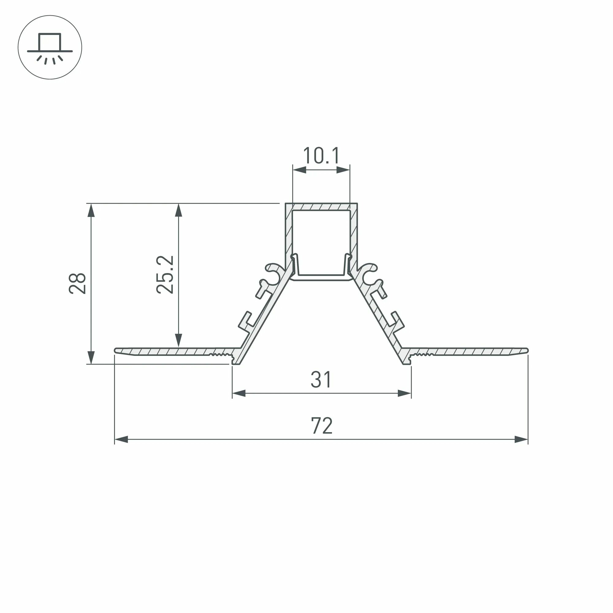 Изображение товара Профиль встраиваемый COMFORT10-V-FANTOM-2000 WHITE (Arlight, Алюминий) 052538