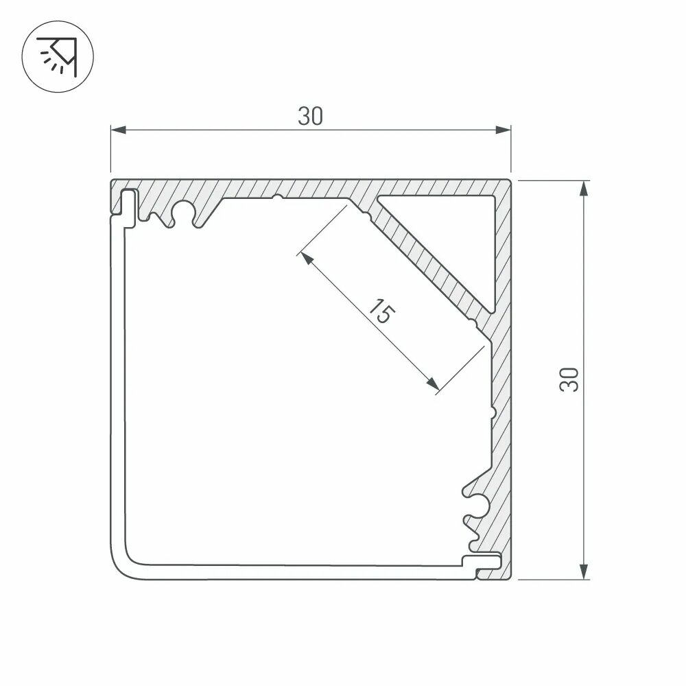 Изображение товара Профиль SL-KANT-H30-3000 ANOD (Arlight, Алюминий) 046182