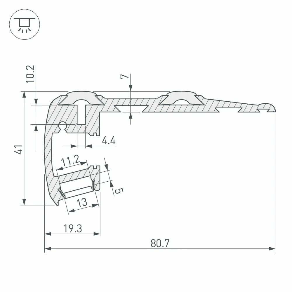 Изображение товара Профиль KARNIZ-R-2000 ANOD (Arlight, Алюминий) 021649