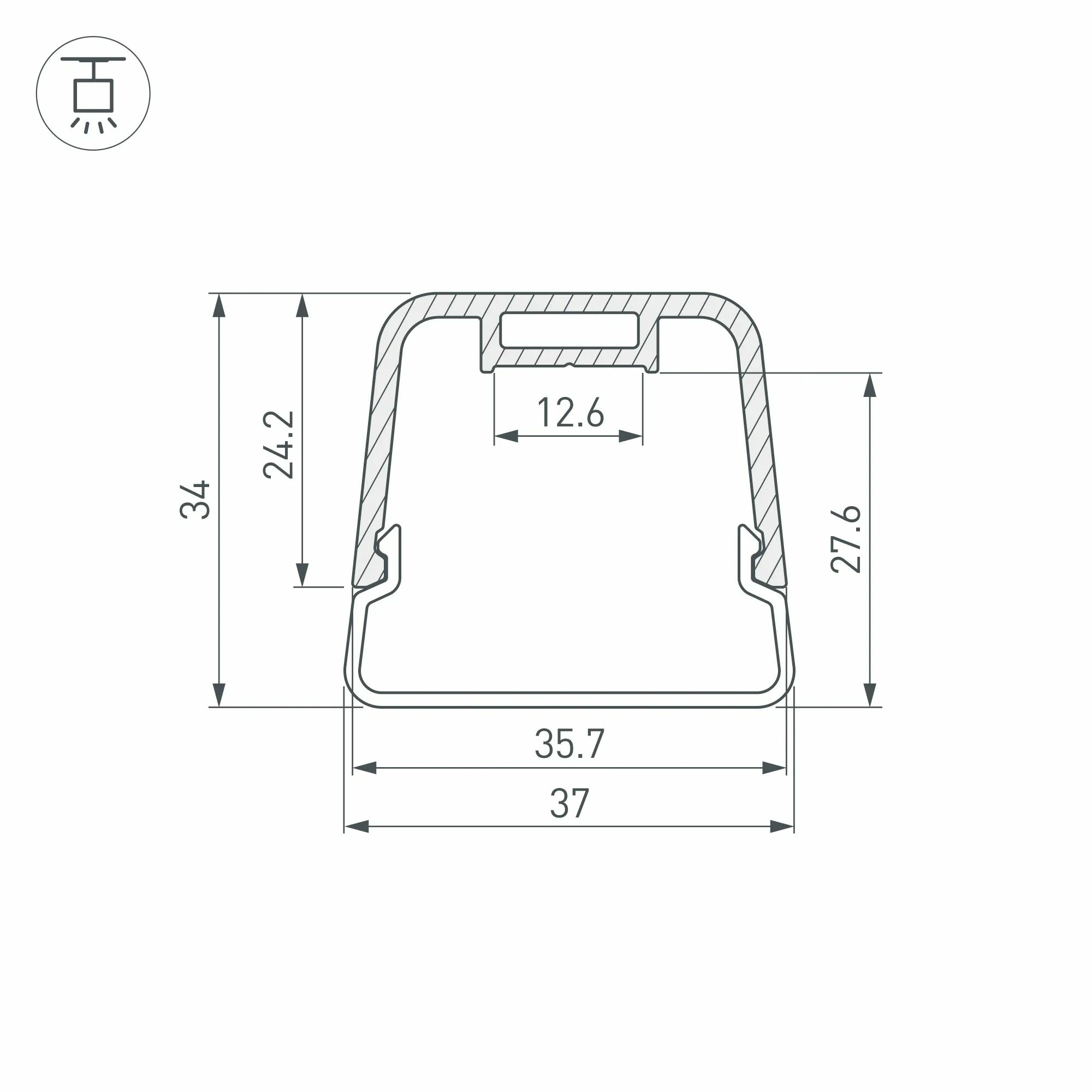 Изображение товара Профиль с экраном LINE-D-3734-2000 TETRA BLACK+OPAL (Arlight, Алюминий) 055072