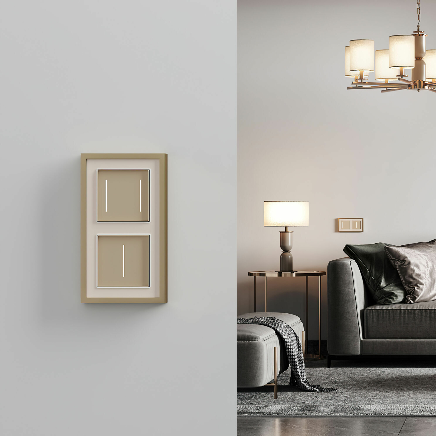 Изображение товара Переключатель двухклавишный с подсветкой 10А, (шелк) VLS020404 VOLTUM S70