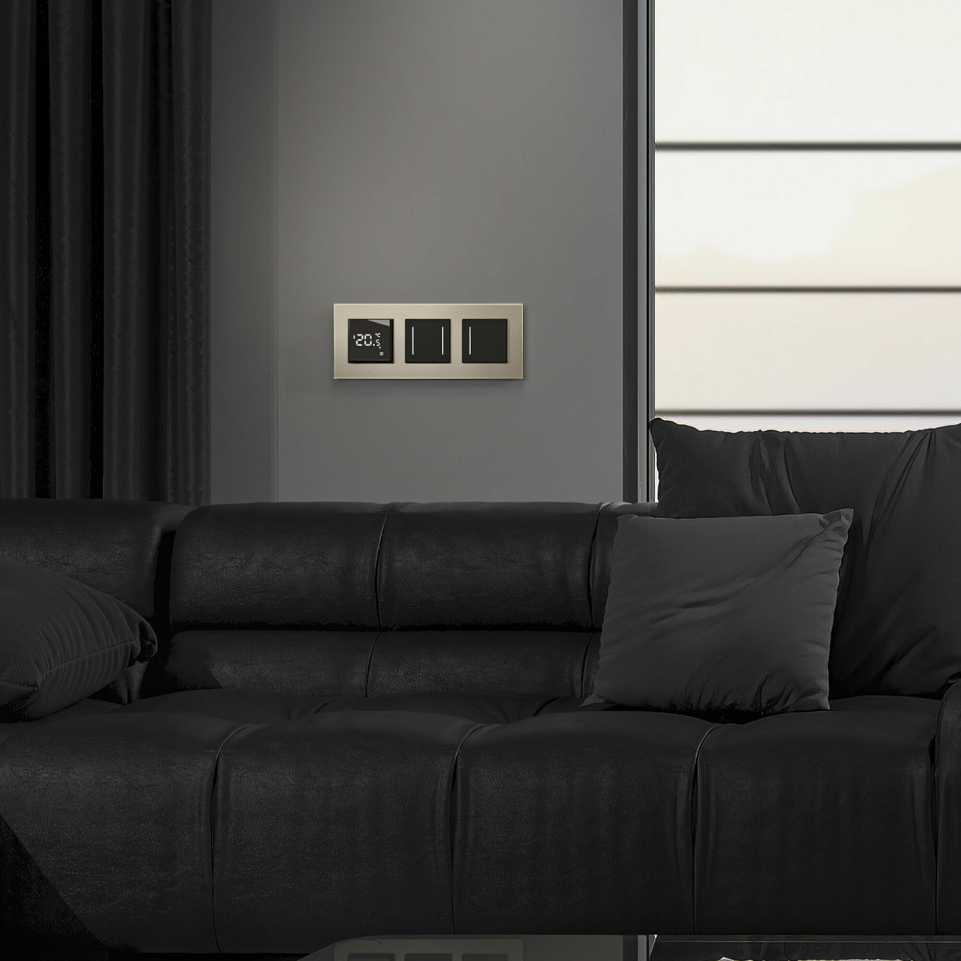 Изображение товара Переключатель двухклавишный 10А, (сталь) VLS020305 VOLTUM S70