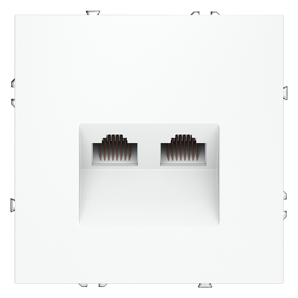 Изображение товара Розетка компьютерная RJ-45, двойная RJ45+RJ45 кат.6, (белый матовый) VLS060202 VOLTUM S70