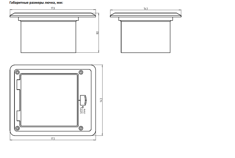 Изображение товара Лючок в пол 6 мод. (2 мод. 45х45 мм. + 2 мод. 22.5х45 мм.), металл, IP66, (с уст. набором) DFB6M Donel