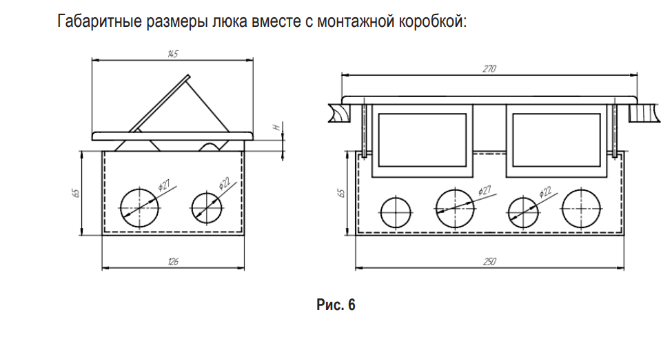 Изображение товара 70027 LUK/2x2ST Люк в пол на 2x2 поста (45х45мм), в комплекте с коробкой и суппортом, (сталь) Ecoplast (Экопласт)