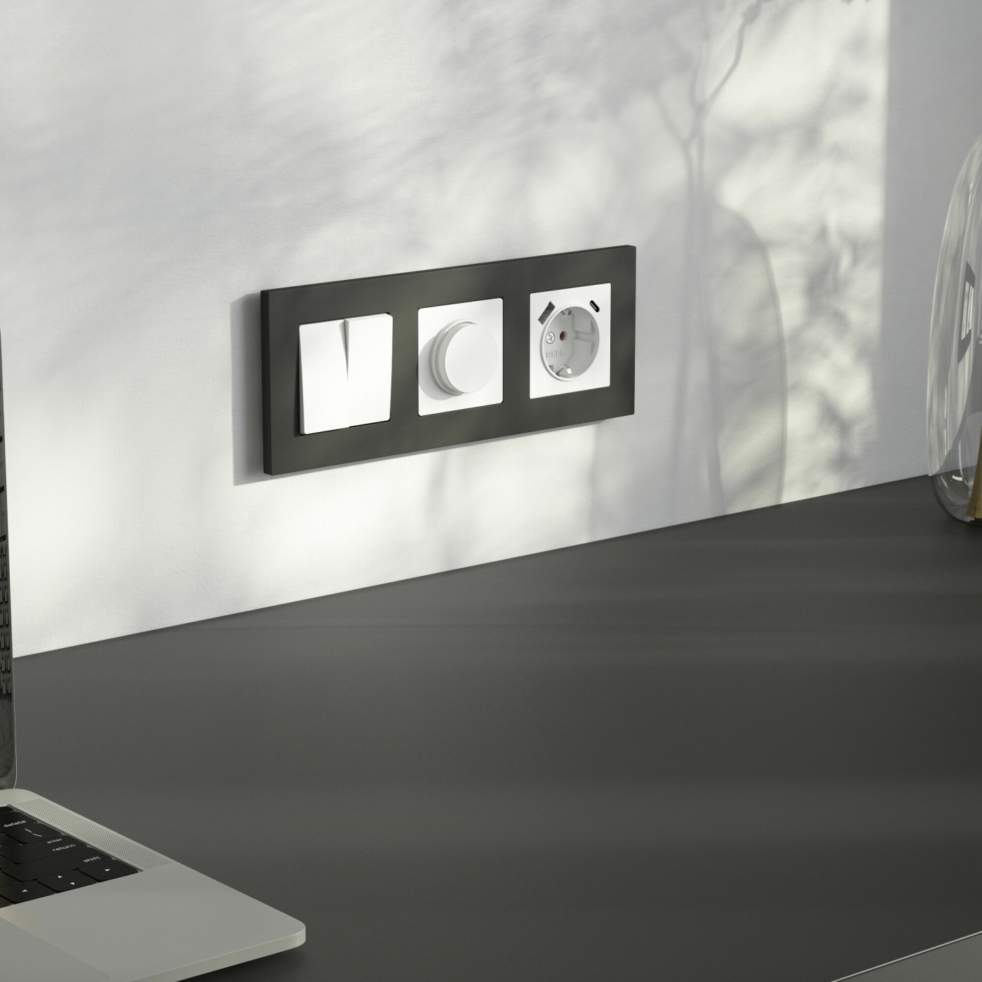 Изображение товара Розетка с заземлением, шторками и USB тип A+C (белый матовый) W1171761 Werkel